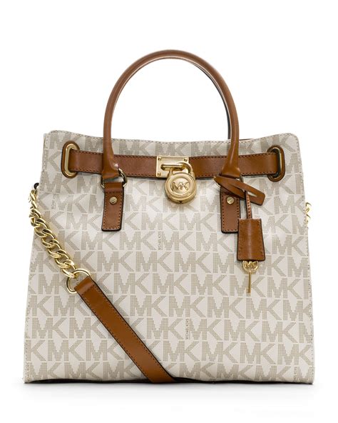 michael kors medium hamilton top handle tote vanilla|Michael Kors large satchel handbag.